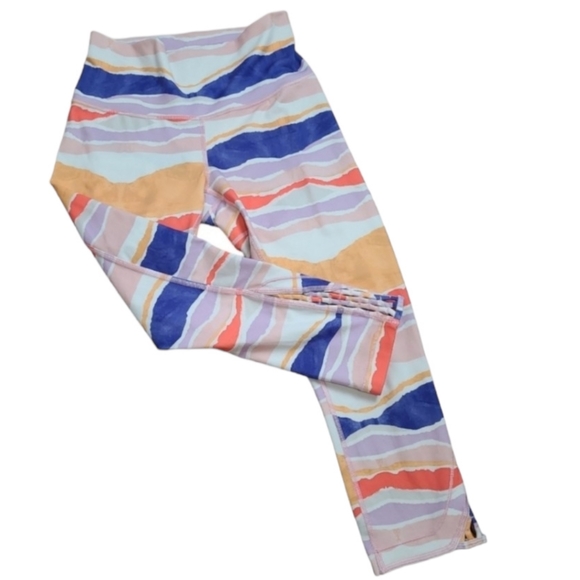 Lululemon True Self Crop Bleacher Stripe White Iris Flower high-rise luon 21"  6 - Picture 5 of 14
